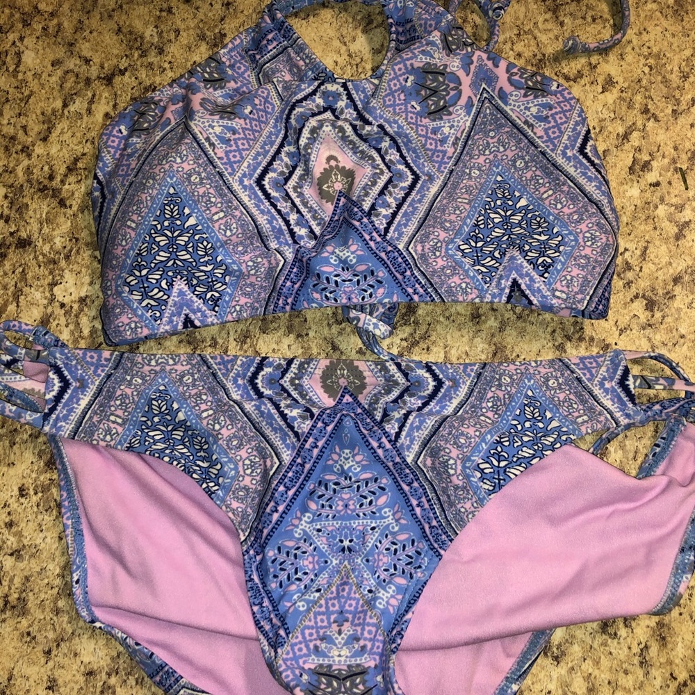 Patterned Halter Top Bikini